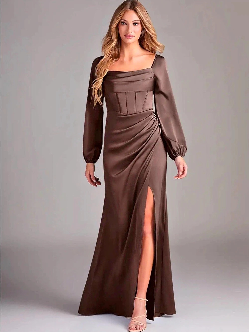 Brown satin bridesmaid/formal dress
